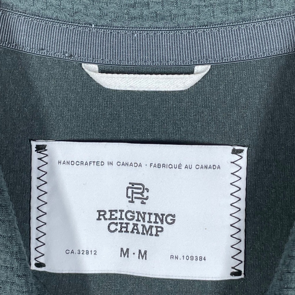 Reigning Champ Mens Textured Waffle Knit Polo Shirt Forest Green Medium Canada - Picture 3 of 8